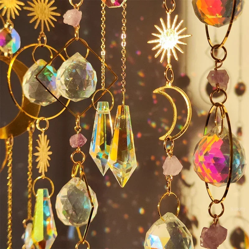 Crystal Prism Wind Chimes: Colorful Window Décor for Home & Garden