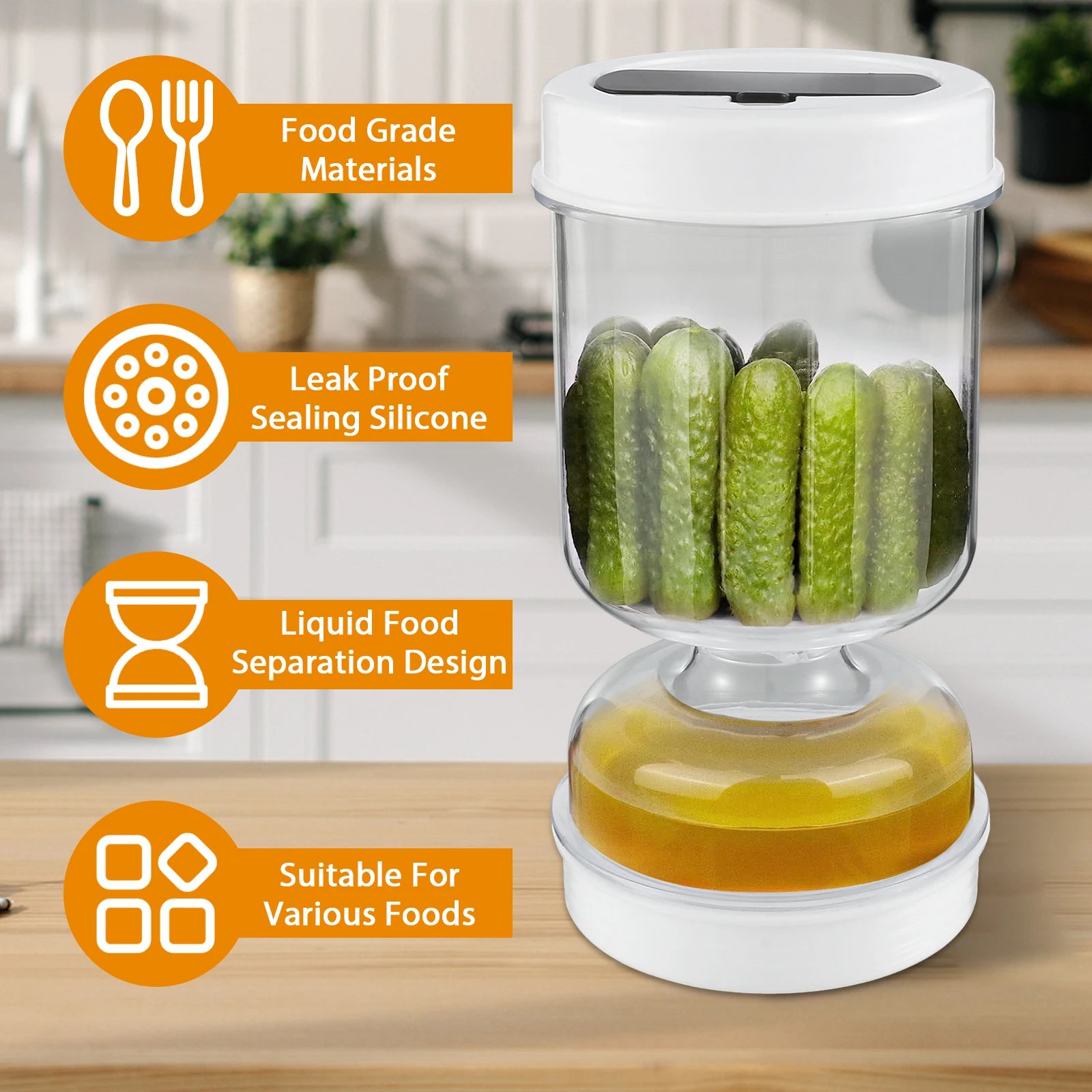 Hourglass Pickle Jar: Dispenser for Pickles, Olives, and More