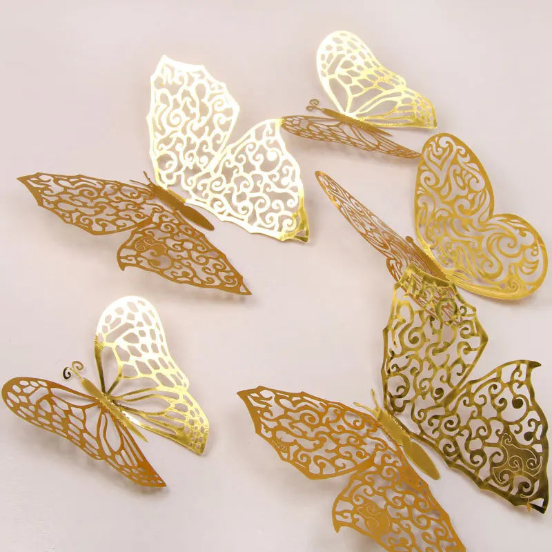 12Pcs 3D Hollow Butterfly Wall Stickers: Modern DIY Home Decor