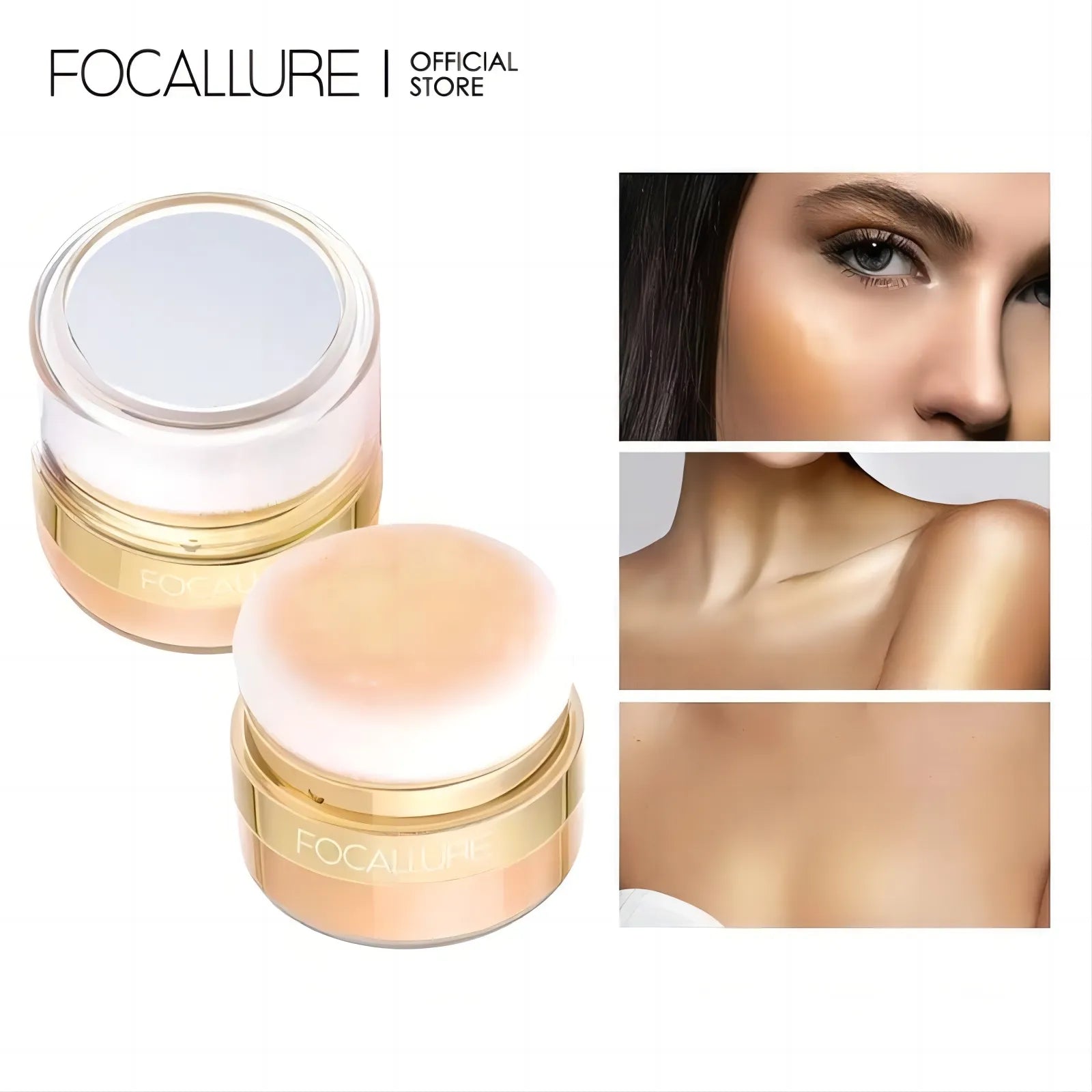 Illuminating Bronzer Palette: FOCALLURE Glitter Highlighter for Face & Body